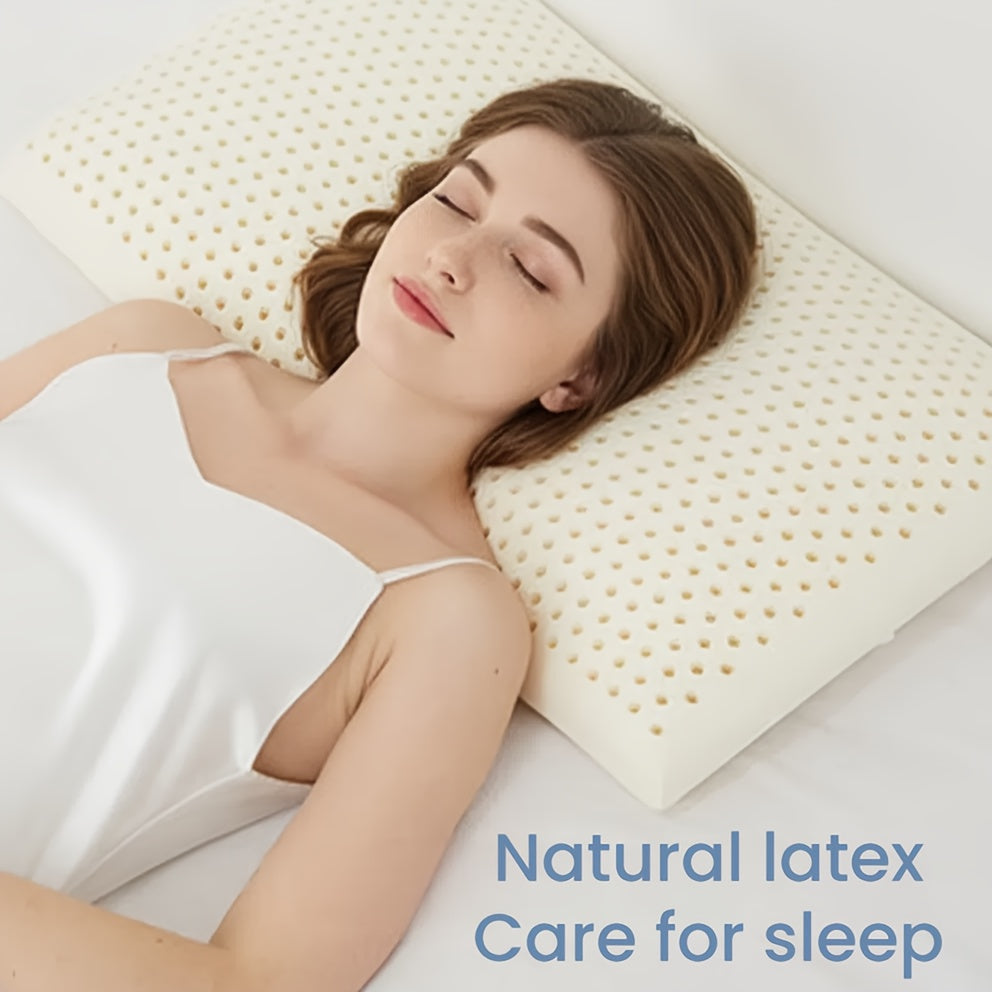 Natural Latex Bread Pillow, Soft & Bouncy with, 90%+ Natural Latex Adult Pillow, 60cm\u002F23.6inch, Classic Bread Structure, with Double-Layer Removable & Washable Skin-Friendly Pillowcase, Neck Pressure, Promotes Deep, Breathable & Non-Stuffy