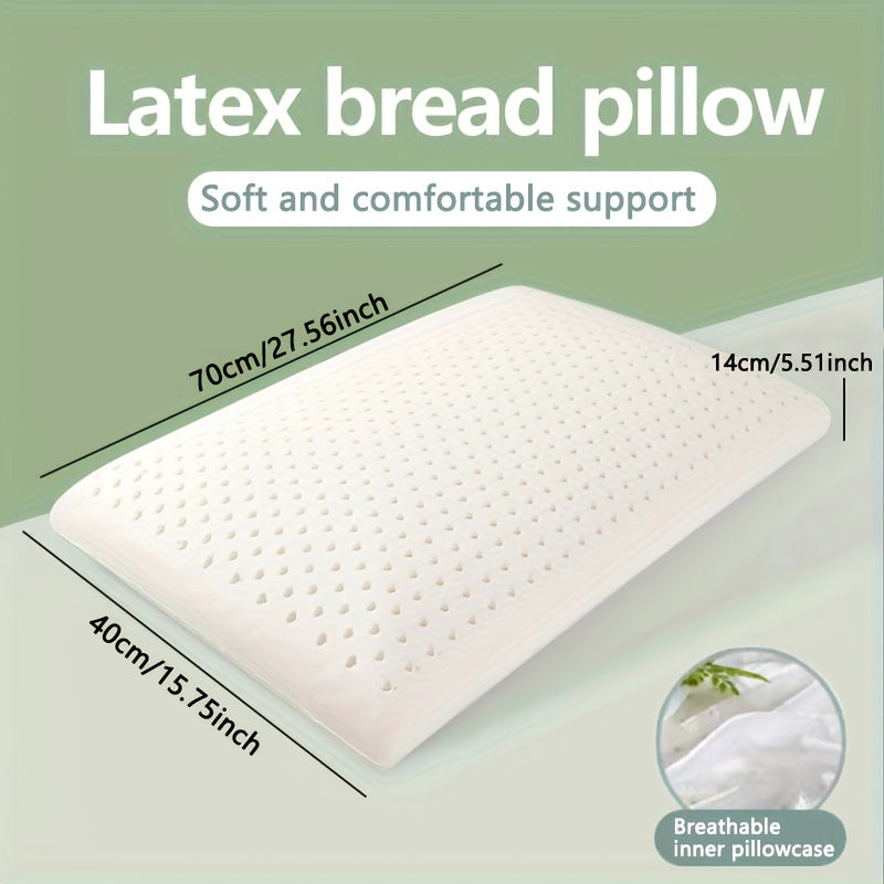 Latex Bread Pillow 1 PcsA Natural Breathable Latex Bread Pillow for Sleep and a Household Adult Latex Bread Pillow with a Breathable Inner Pillowcase