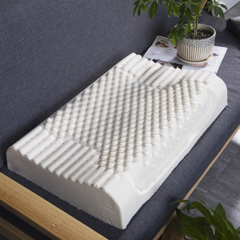 Source Factory Latex Pillow with Inner and Outer Double Pillowcases for Adults, Suitable for All Seasons, Massage Wolf Tooth Natural Latex Pillow Core Pillow