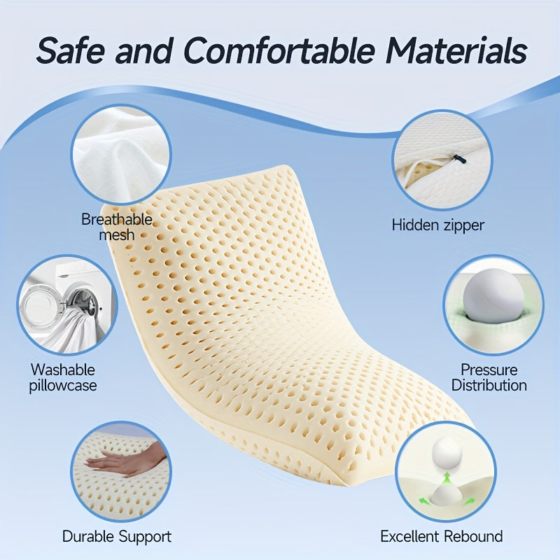 1pc Talalay 96% Natural Premium Latex, Soft with Pillowcase Helps Pressure, No Chemicals, Perfect Package Best Gift with Removable Tencel Cover