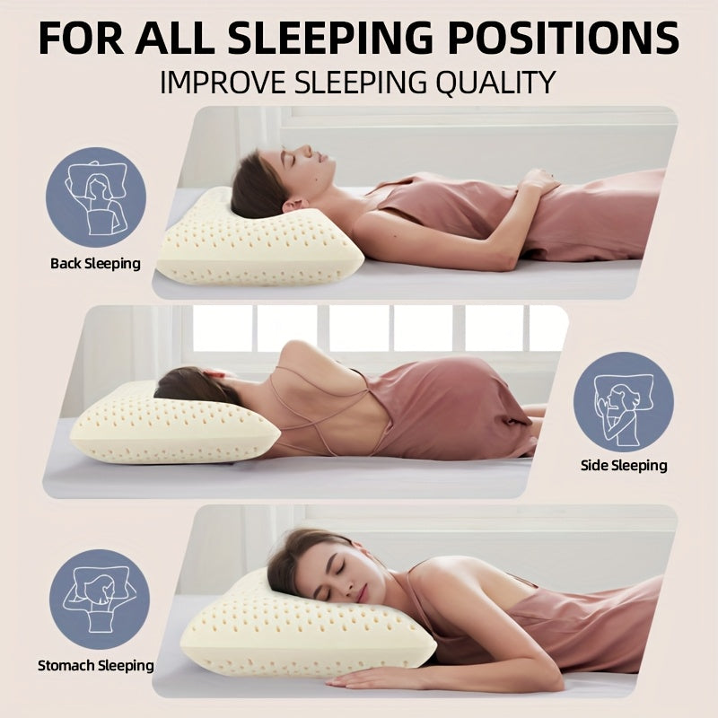 1pc Talalay 96% Natural Premium Latex, Soft with Pillowcase Helps Pressure, No Chemicals, Perfect Package Best Gift with Removable Tencel Cover