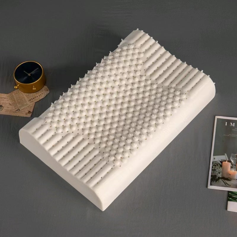 Source Factory Latex Pillow with Inner and Outer Double Pillowcases for Adults, Suitable for All Seasons, Massage Wolf Tooth Natural Latex Pillow Core Pillow