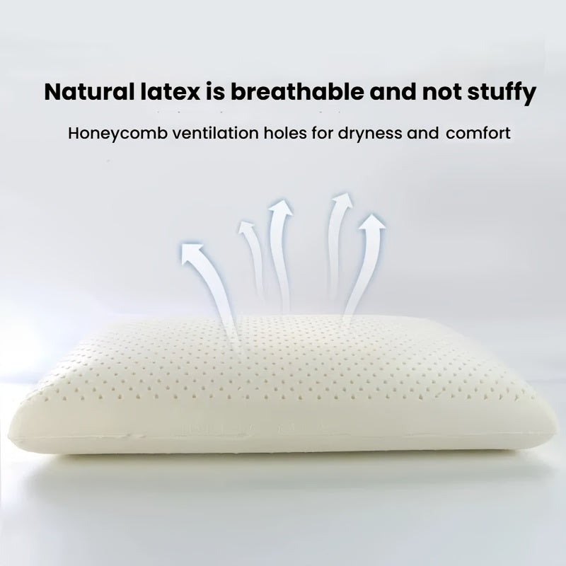 A Natural Latex Pillow with a Soft And Highly Elastic Design, Measuring 23.62*15.75inch, Helps Pressure And Provides Support. It Comes with Removable And Washable Inner And Outer Pillowcases