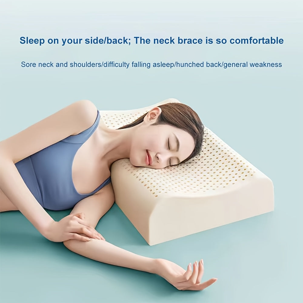 1pc Natural Latex Pillow, Soft And Breathable, Elevated And Thickened, Designed to Fit The Shoulders And Neck for Better Sleep, Suitable for Home Use in The Bedroom