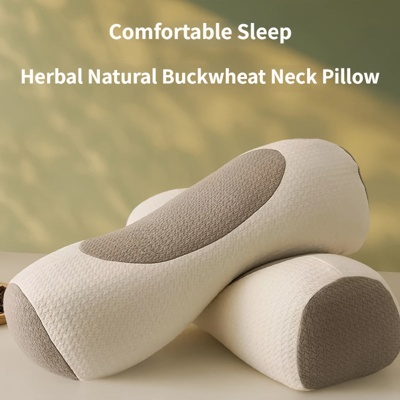 1pc Buckwheat Cervical Pillow | Sleep Cervical Pillow, Neck-support Cylindrical Special Cervical Pillow, Reliable Sofa Back Pillow, Leg Pillow, Bed Sleep Pillow, Suitable For Office Nap Pillow, Home Sleep Pillow, Buckwheat Composition