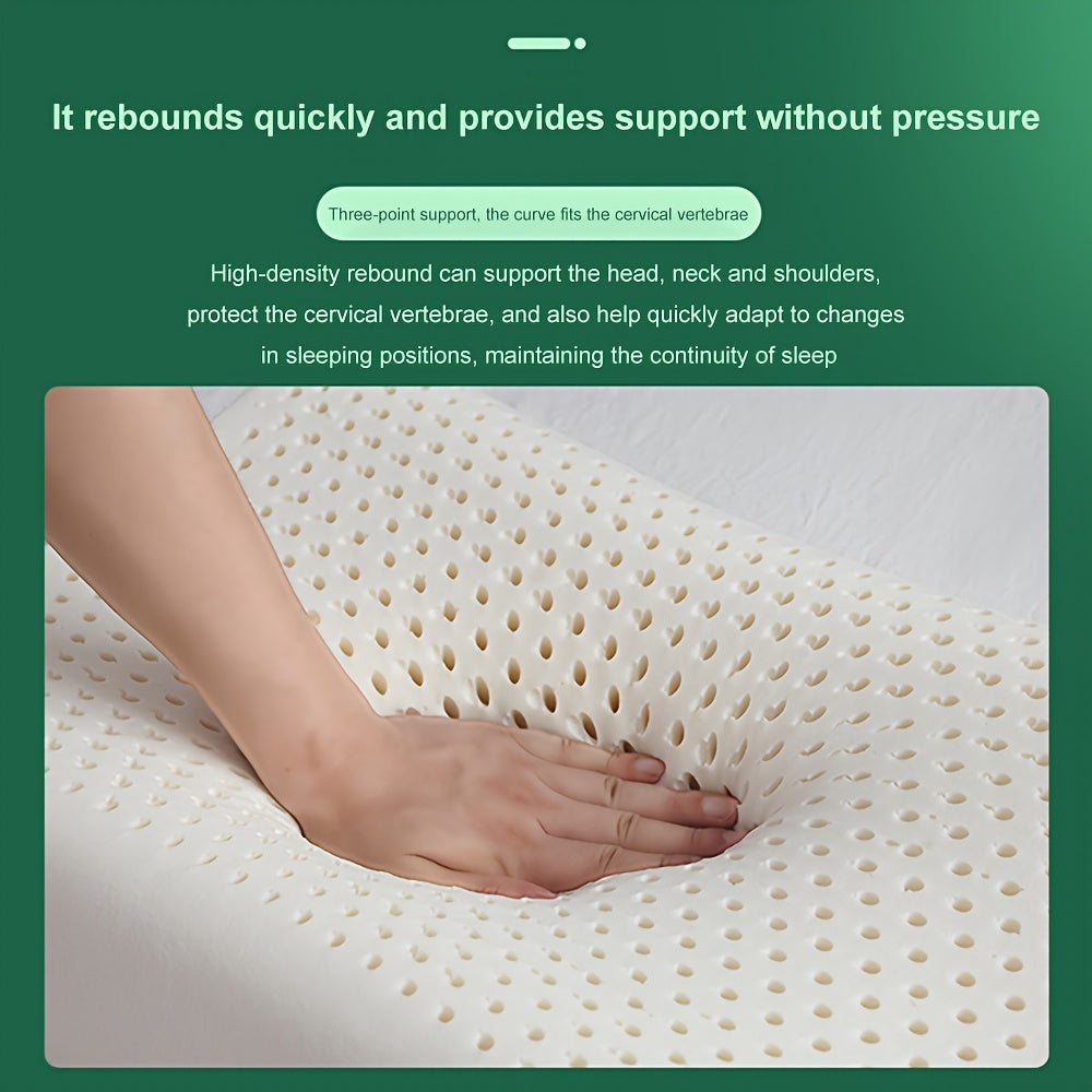 1pc Natural Latex Pillow, Soft And Breathable, Elevated And Thickened, Designed to Fit The Shoulders And Neck for Better Sleep, Suitable for Home Use in The Bedroom