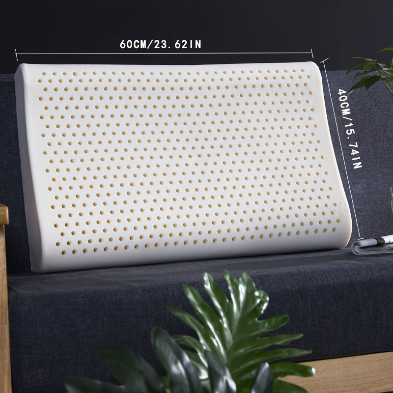 Source Factory Latex Pillow with Inner and Outer Double Pillowcases for Adults, Suitable for All Seasons, Massage Wolf Tooth Natural Latex Pillow Core Pillow