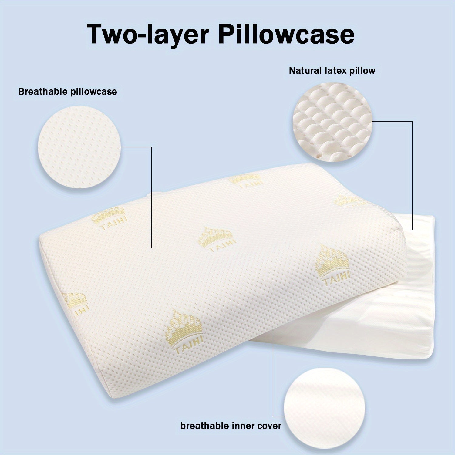 1pc High-Quality Latex Massage Bead Pillow, Natural Latex Pillow, Ergonomic Design, Provides Neck Stability Support, Sleep-Friendly, Suitable for Adults Back and Side Sleepers, with Removable Pillowcase, Perfect Gift, Luxury Bedding