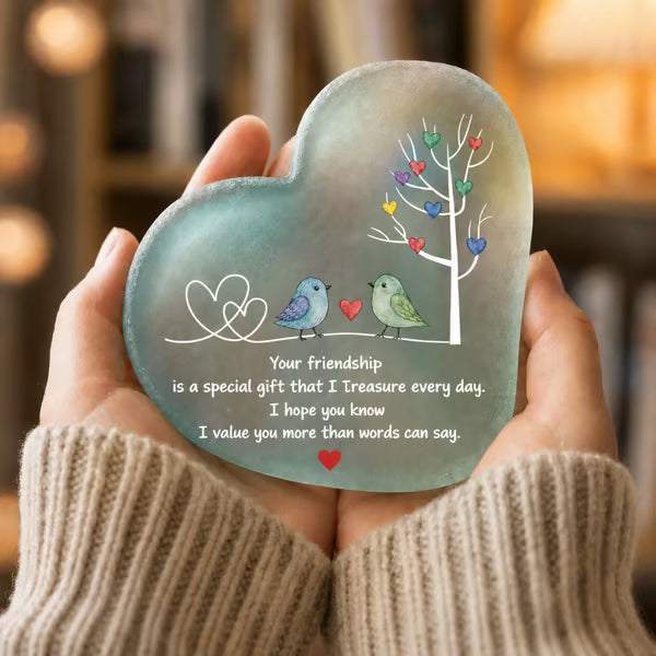 Heartfelt Friendship Seaglass Keepsake Plaque- Shaped by Sea Nature & Crafted by Hand A Beautiful Reminder That True Celebrate the special peopl