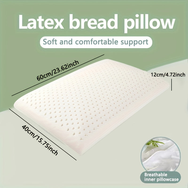 Latex Bread Pillow 1 PcsA Natural Breathable Latex Bread Pillow for Sleep and a Household Adult Latex Bread Pillow with a Breathable Inner Pillowcase