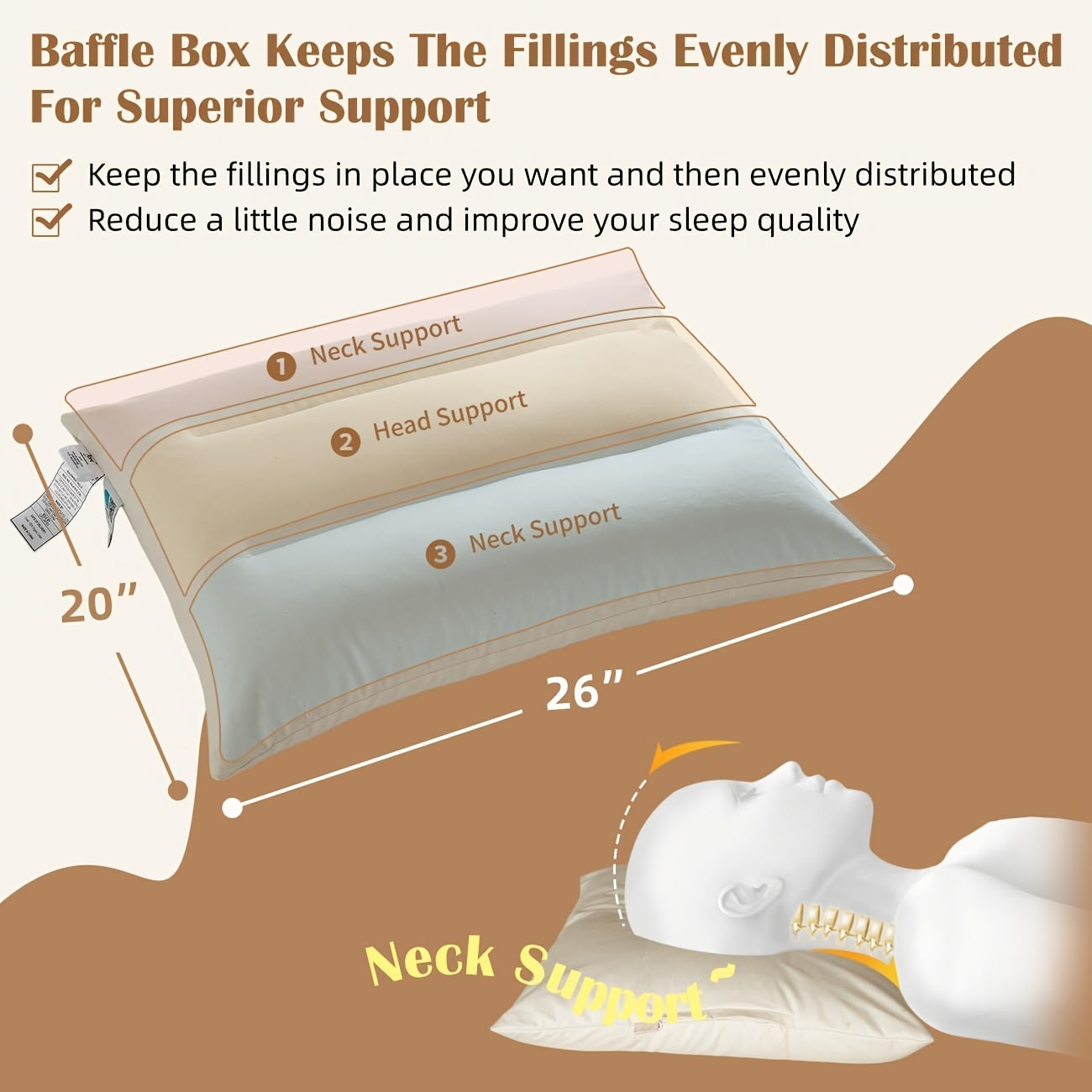 Partitioned Buckwheat Pillow with an Buckwheat Pillowcase