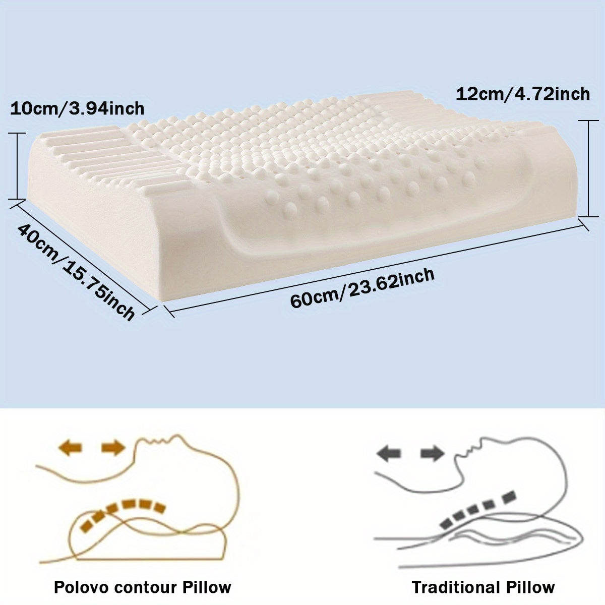 1pc High-Quality Latex Massage Bead Pillow, Natural Latex Pillow, Ergonomic Design, Provides Neck Stability Support, Sleep-Friendly, Suitable for Adults Back and Side Sleepers, with Removable Pillowcase, Perfect Gift, Luxury Bedding