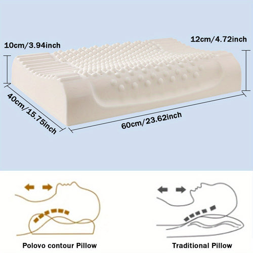 1pc High-Quality Latex Massage Bead Pillow, Natural Latex Pillow, Ergonomic Design, Provides Neck Stability Support, Sleep-Friendly, Suitable for Adults Back and Side Sleepers, with Removable Pillowcase, Perfect Gift, Luxury Bedding