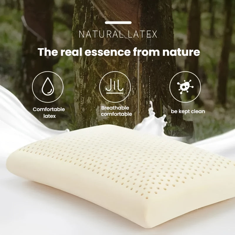 A Natural Latex Pillow with a Soft And Highly Elastic Design, Measuring 23.62*15.75inch, Helps Pressure And Provides Support. It Comes with Removable And Washable Inner And Outer Pillowcases
