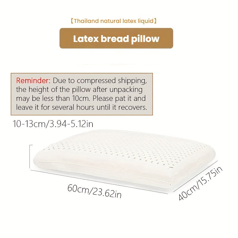 A Natural Latex Pillow with a Soft And Highly Elastic Design, Measuring 23.62*15.75inch, Helps Pressure And Provides Support. It Comes with Removable And Washable Inner And Outer Pillowcases