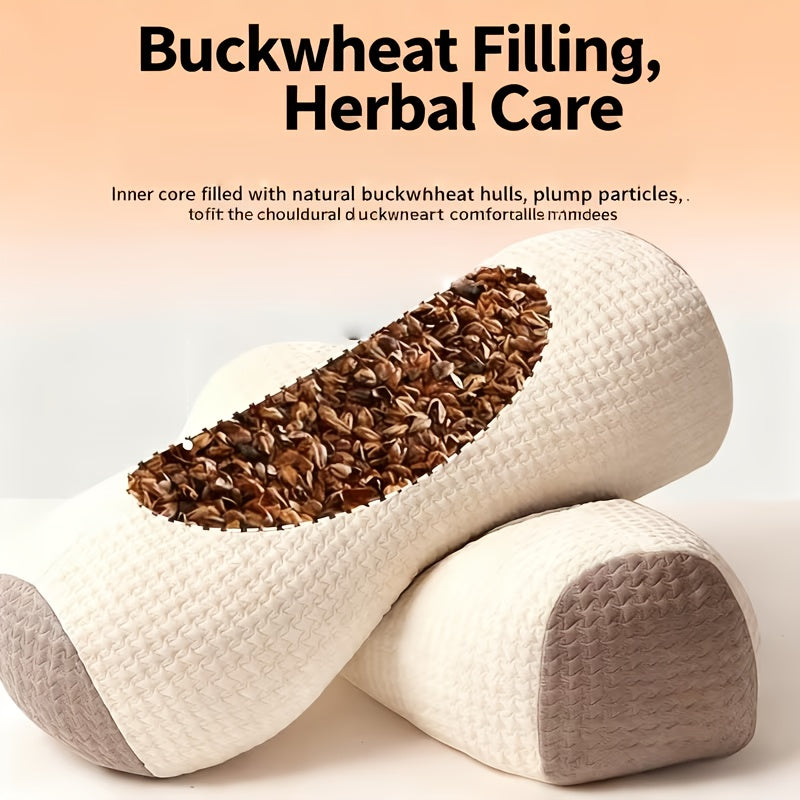 1pc Buckwheat Cervical Pillow | Sleep Cervical Pillow, Neck-support Cylindrical Special Cervical Pillow, Reliable Sofa Back Pillow, Leg Pillow, Bed Sleep Pillow, Suitable For Office Nap Pillow, Home Sleep Pillow, Buckwheat Composition