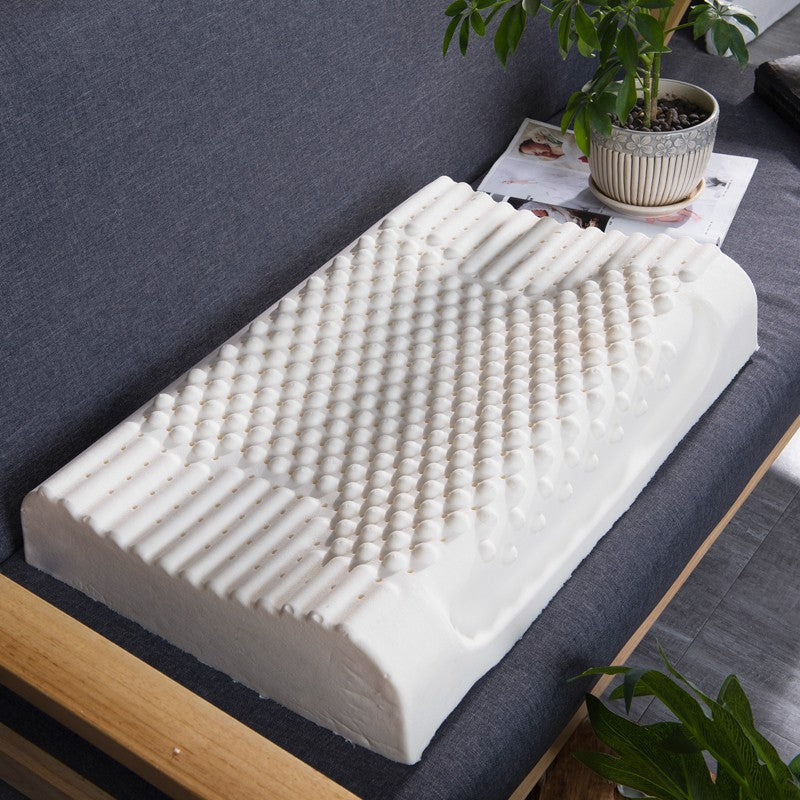 Source Factory Latex Pillow with Inner and Outer Double Pillowcases for Adults, Suitable for All Seasons, Massage Wolf Tooth Natural Latex Pillow Core Pillow