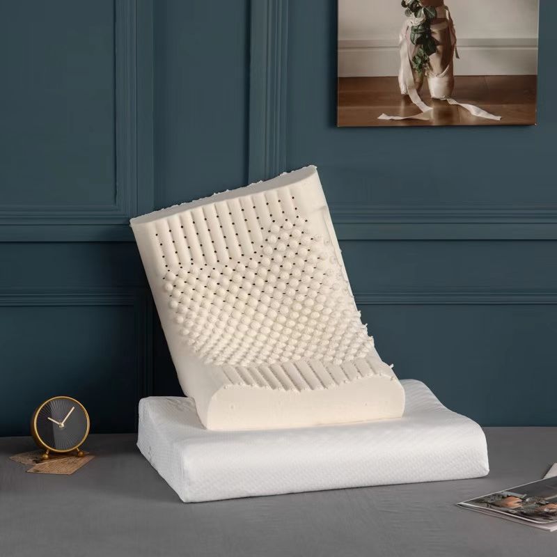 Source Factory Latex Pillow with Inner and Outer Double Pillowcases for Adults, Suitable for All Seasons, Massage Wolf Tooth Natural Latex Pillow Core Pillow
