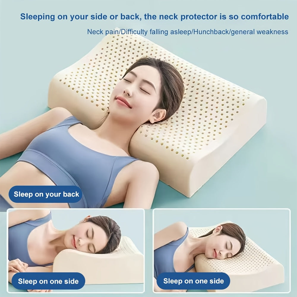 1pc Natural Latex Pillow, Soft And Breathable, Elevated And Thickened, Designed to Fit The Shoulders And Neck for Better Sleep, Suitable for Home Use in The Bedroom