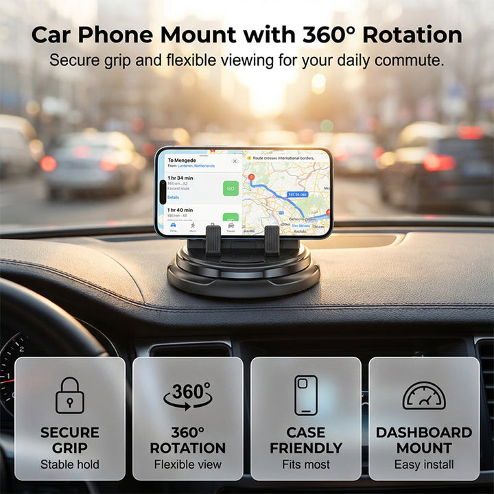 360° Rotation Dashboard Phone Holder KEY FEATURES SEAMLESS HORIZONTAL AND VERTICAL for Car